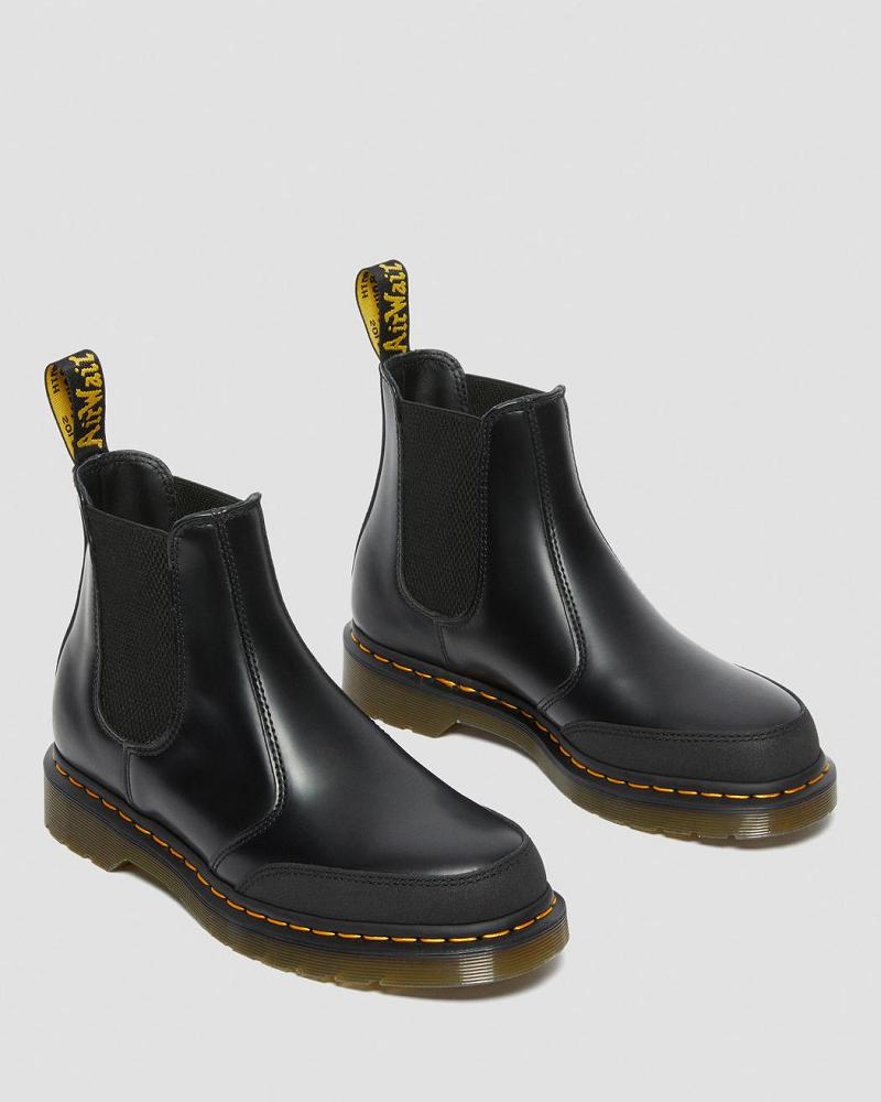 Black Men's Dr Martens 2976 Guard Panel Leather Ankle Boots | CA 420OKI